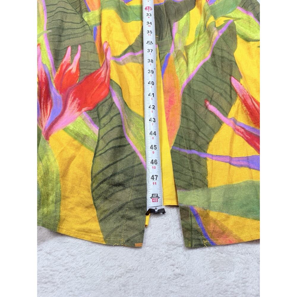 Farm Rio Yellow Tropical Leaf O-Ring Cut Out Midi Dress Resortwear Boho SZ XL - Picture 5 of 15